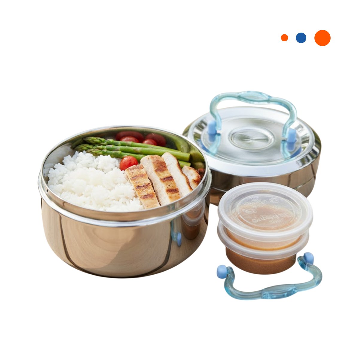 PACK4 TAPER EN ACERO DE 1200ML PLATEADO Y CELESTE CIRCULAR CUADRADO PARA COCINA Y+PAPEL REGALO - 3