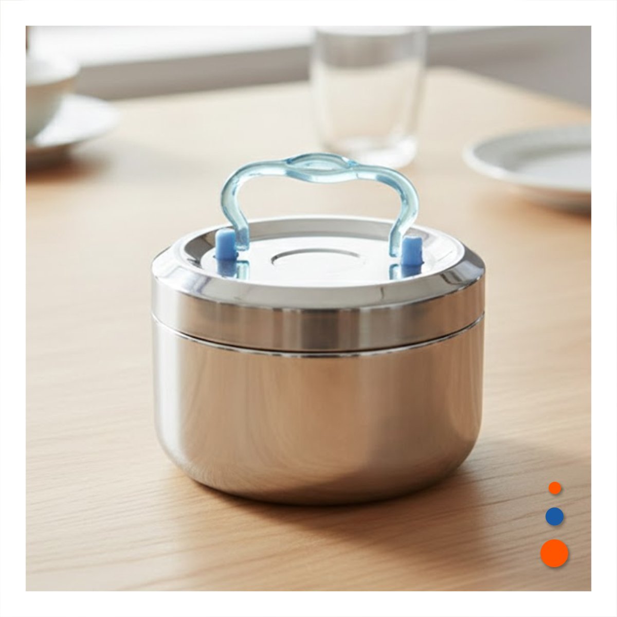 PACK4 TAPER EN ACERO DE 1200ML PLATEADO Y CELESTE CIRCULAR CUADRADO PARA COCINA Y+PAPEL REGALO - 5