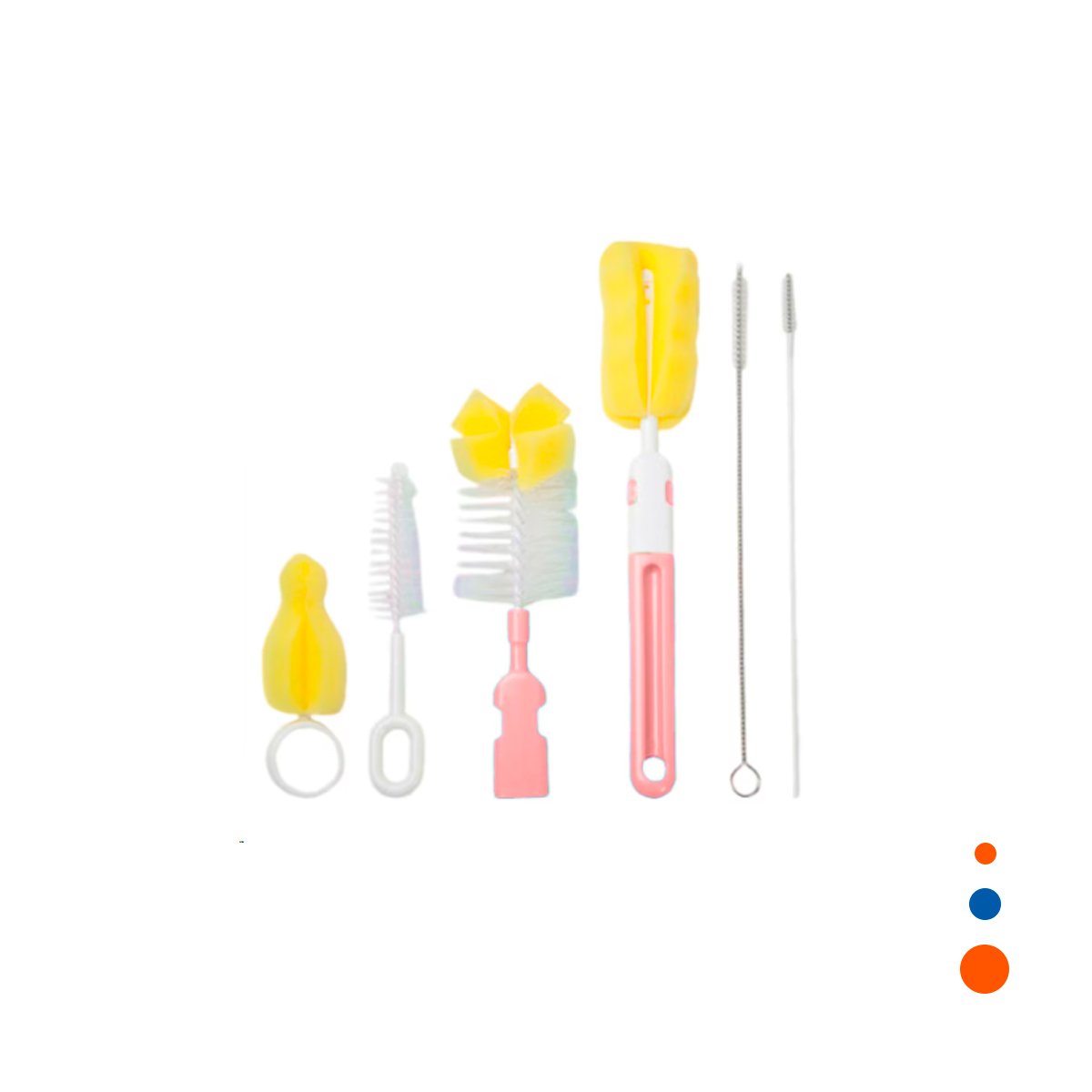 CEPILLO SUAVE QUE LLEGA A RINCONES PEQUENOS DE BIBERONES 6PZS BASE ROSADO Y+REGALO STICKER - 3