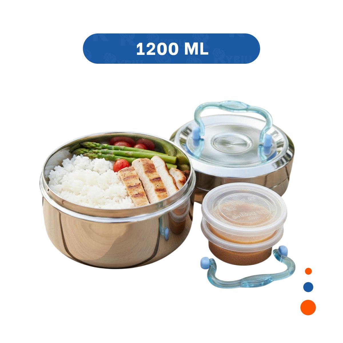 PACK2 TAPER TERMICO DE 1200ML EN ACERO PLATEADO Y CELESTE CON PERFIL CUADRADO Y+REGALO STICKER - 4