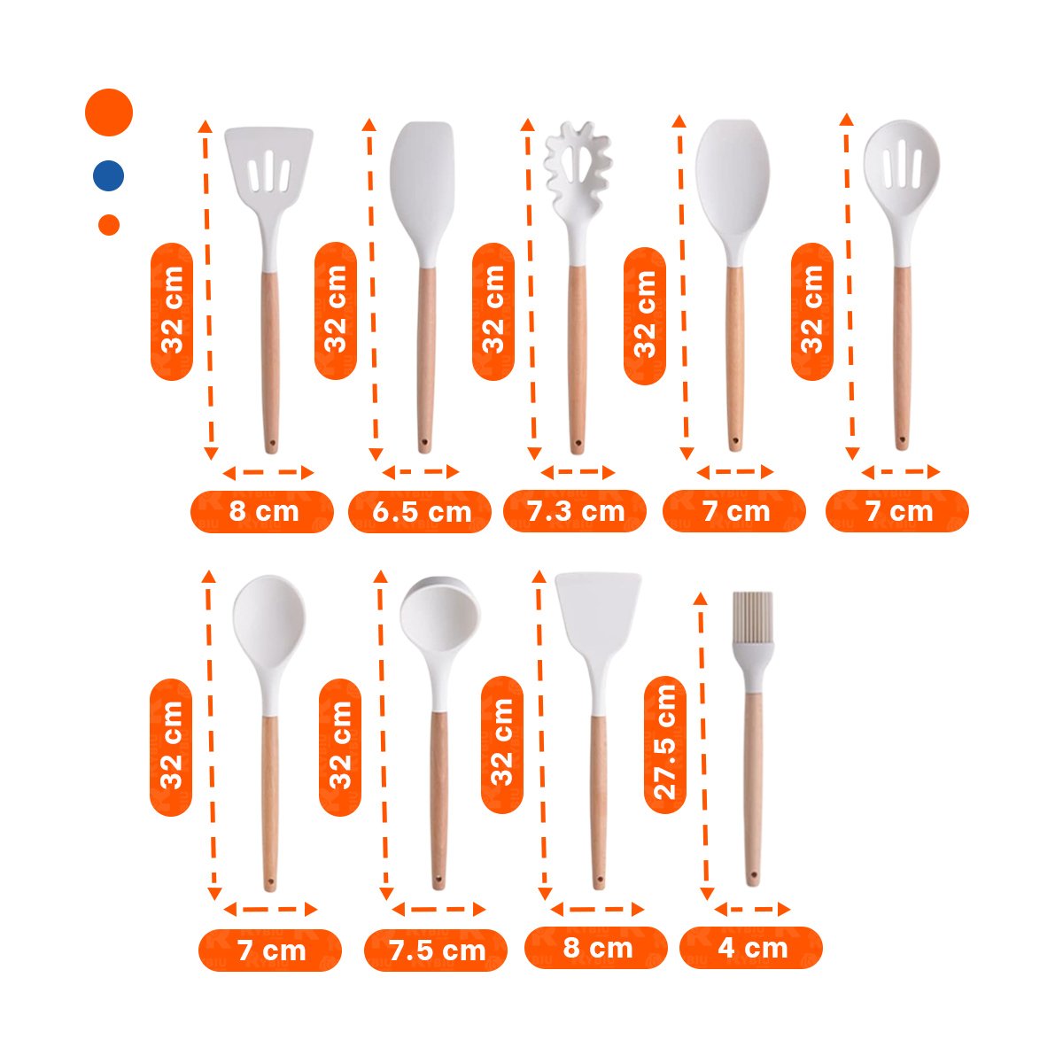 JUEGO INTEGRAL DE 18 PIEZAS EN BLANCO DE SILICONA Y MADERA PARA HOGAR Y+LIGAS REGALO - 4