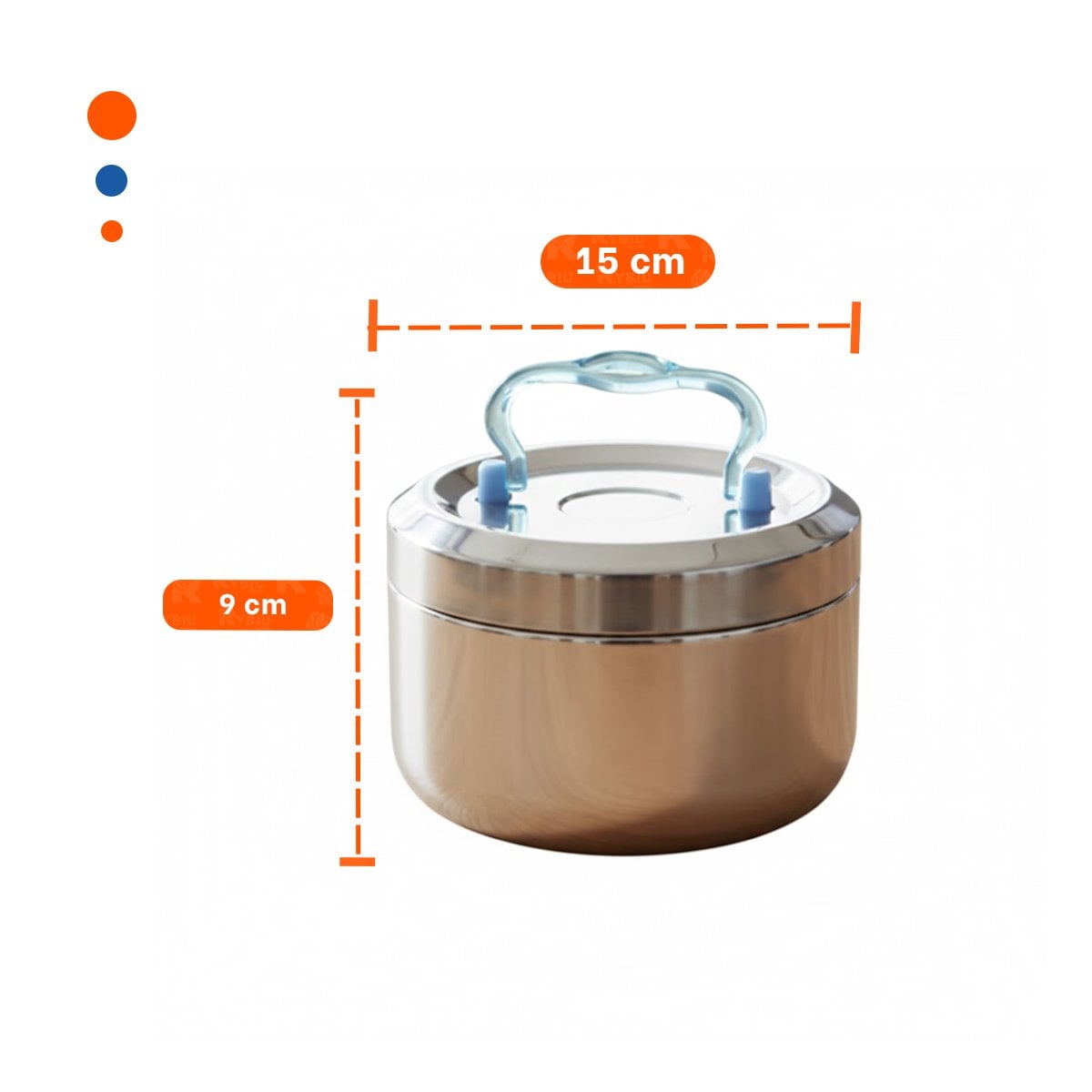 RECIPIENTE TERMICO PLATEADO Y CELESTE DE 1000ML CON INTERIOR DE ACERO Y+POST IT - 4