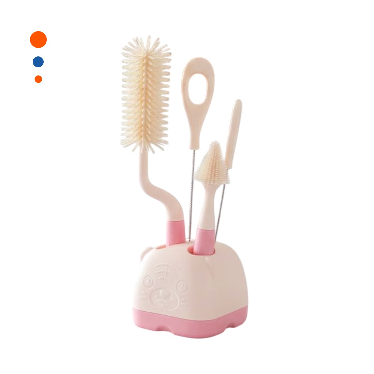 ESCOBILLA SUAVE QUE PROTEGE ACCESORIOS 4PZS BASE OSITO ROSADO Y+PAPEL REGALO - 1