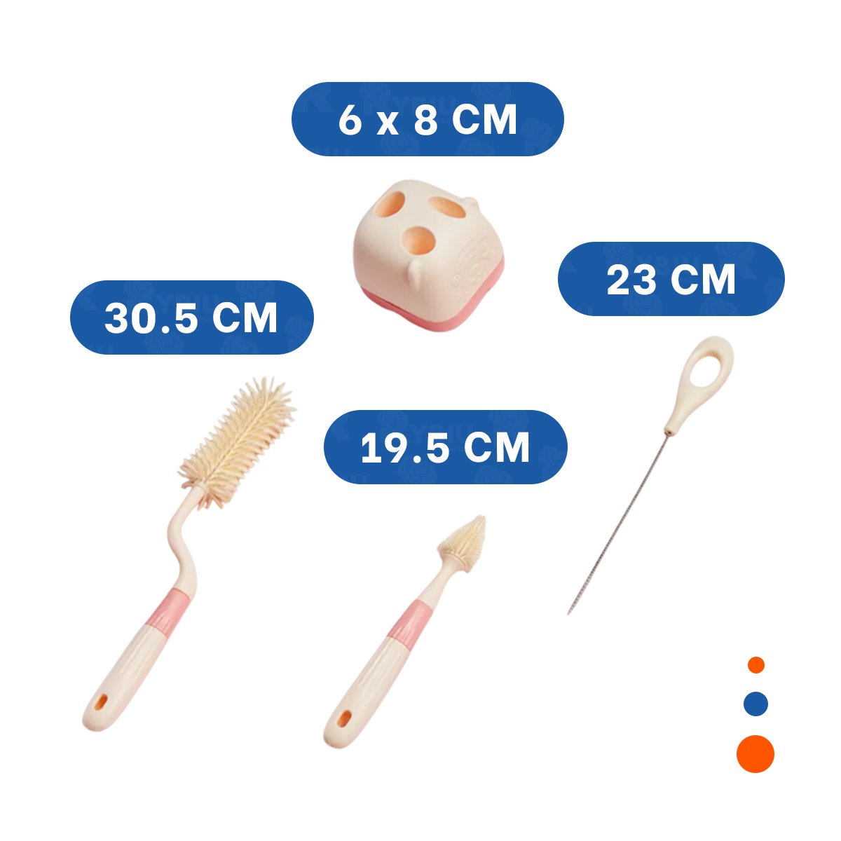 ESCOBILLA SUAVE QUE PROTEGE ACCESORIOS 4PZS BASE OSITO ROSADO Y+PAPEL REGALO - 4