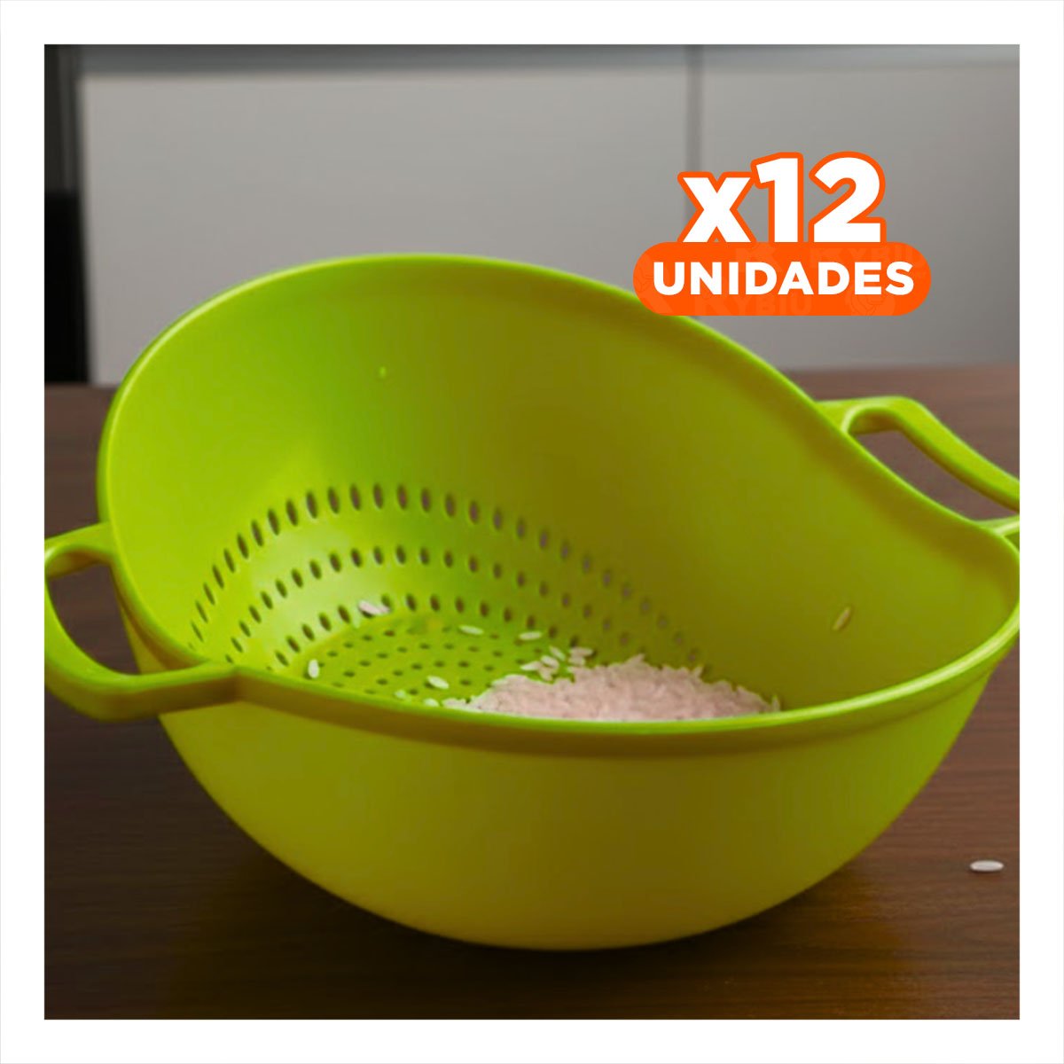 PACK12 REJILLA COLADERA CELESTE PARA ARROZ CON ASAS 22,5X26,5CM COCINA HOGAR MODERNA - 1