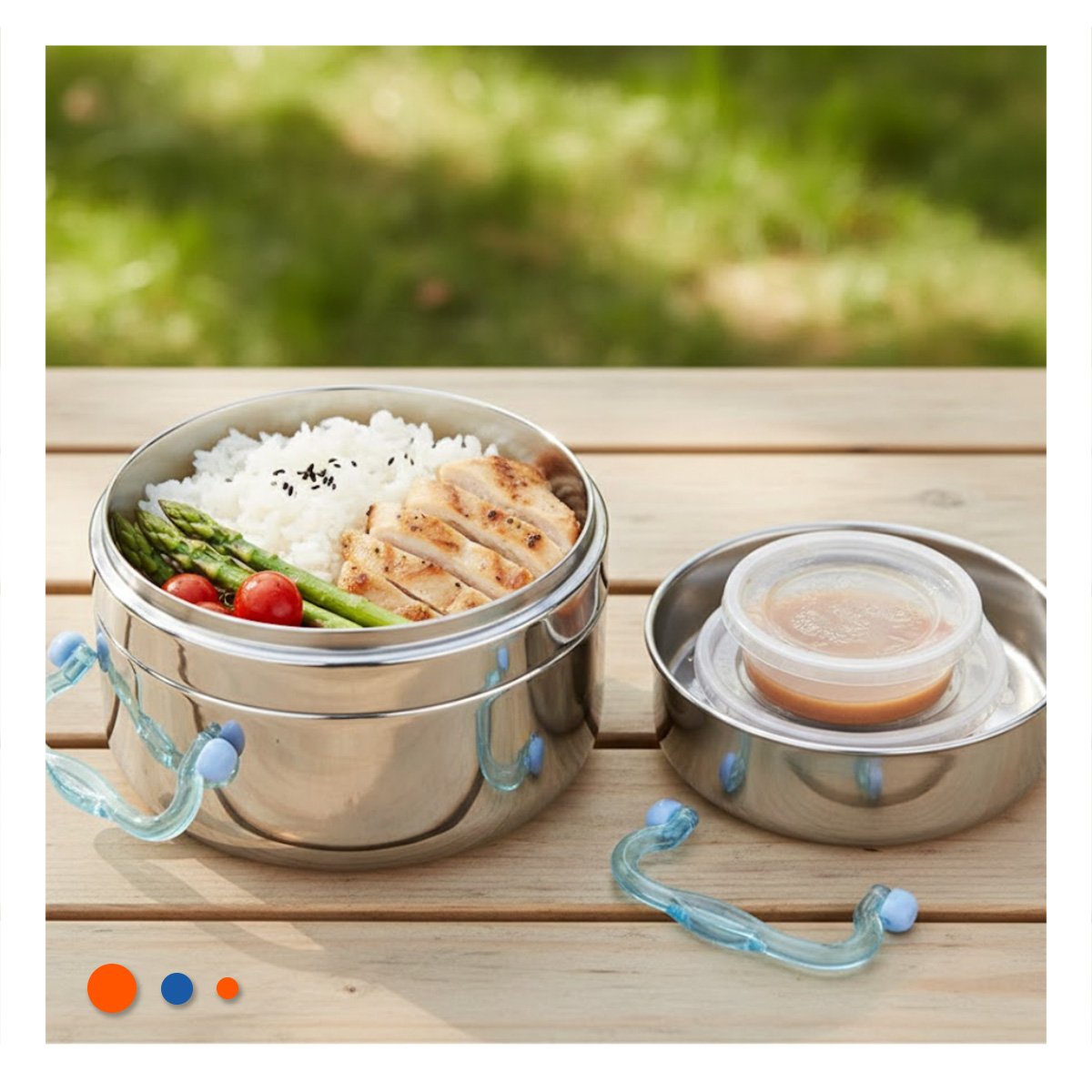 PACK12 CONTENEDOR TERMICO PLATEADO Y CELESTE DE 1200ML CON BASE CIRCULAR Y+REGALO STICKER - 3