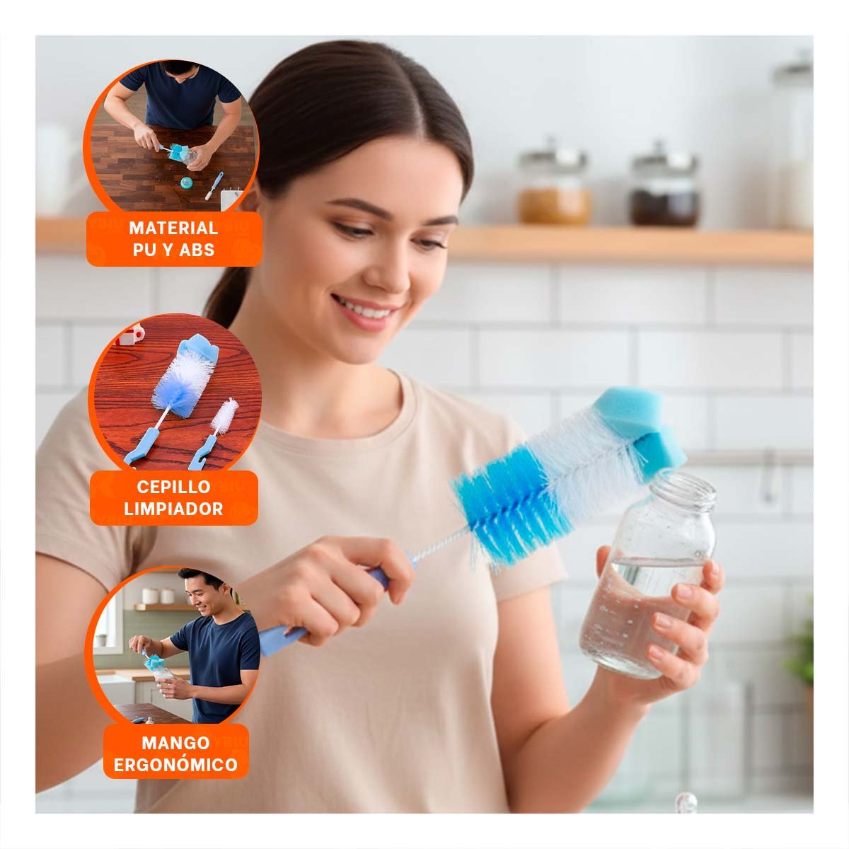 PACK6 ESCOBILLON SUAVE QUE PROTEGE ACCESORIOS DELICADOS 2PZS BASE CELESTE - 5