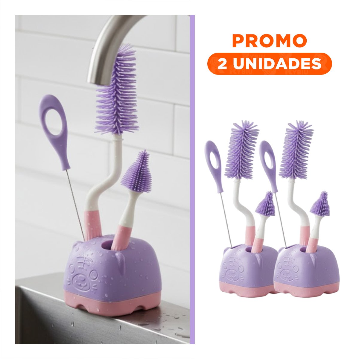 PACK2 RASPADOR QUE ELIMINA RESIDUOS DE FORMA RAPIDA 4PZS BASE OSITO MORADO - 1