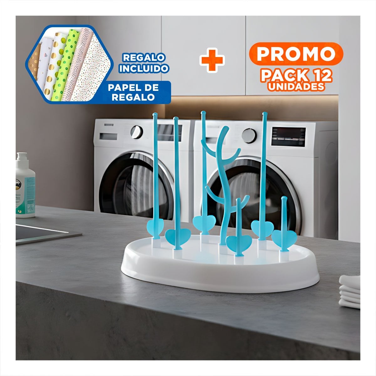 PACK12 CONTENEDOR QUE MANTIENE LIMPIEZA DE BIBERONES BLANCO Y CELESTE Y+PAPEL REGALO - 1