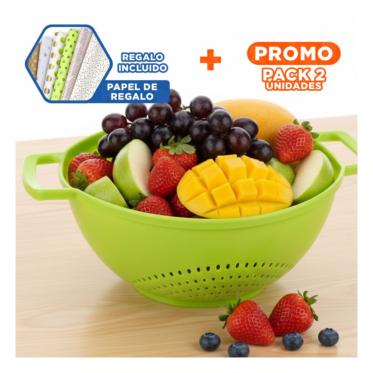 PACK2 CONTENEDOR MULTIUSO VERDE PARA ARROZ CON ASAS 22,5X26,5CM COCINA Y+PAPEL REGALO - 1