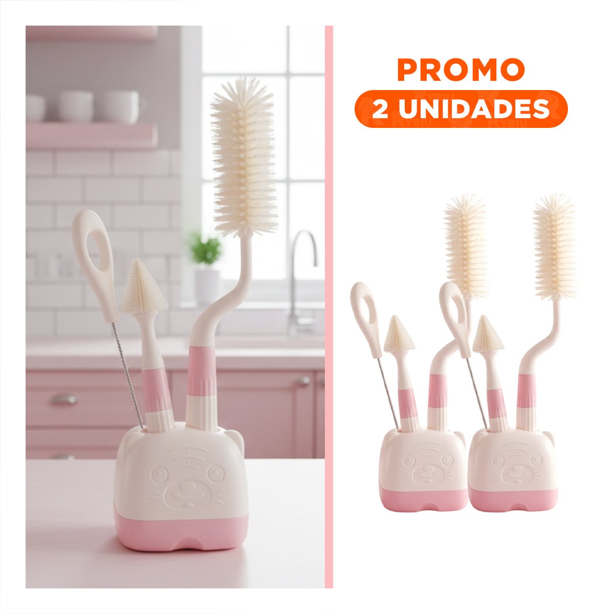 PACK2 BROCHA QUE LLEGA A TODAS LAS ESQUINAS 4PZS BASE OSITO ROSADO - 1