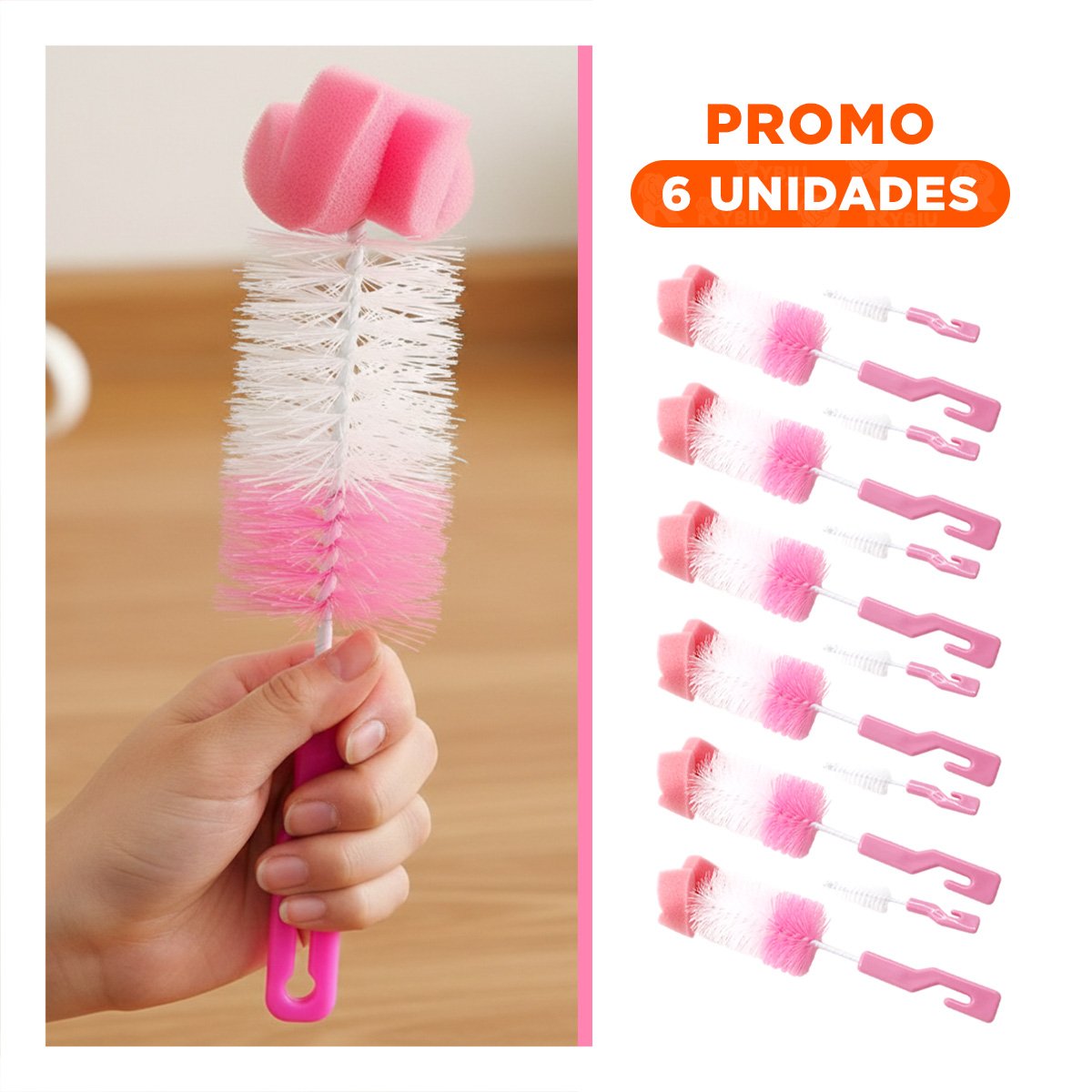PACK6 ESPATULA INFANTIL QUE FACILITA HIGIENE DIARIA 2PZS BASE ROSADO Y+REGALO STICKER - 1