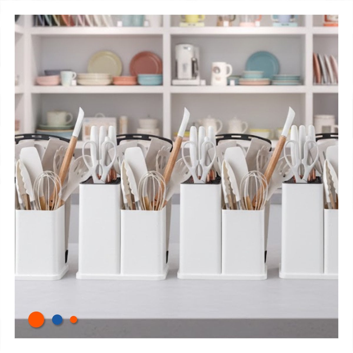 PACK4 EQUIPO MODERNO CON 18 PIEZAS EN COLOR BLANCO DE SILICONA Y MADERA Y+REGALO STICKER - 5