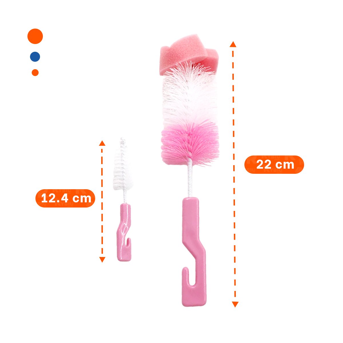 ESCOBILLA QUE ELIMINA RESIDUOS DE TETINAS Y VASOS 2PZS BASE ROSADO - 4