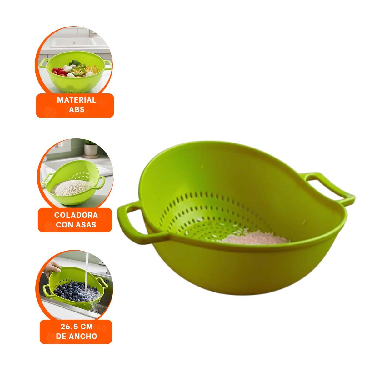 PLATO MULTIUSO VERDE PARA ARROZ CON ASAS 22,5X26,5CM COCINA HOGAR PRACTICO - 3