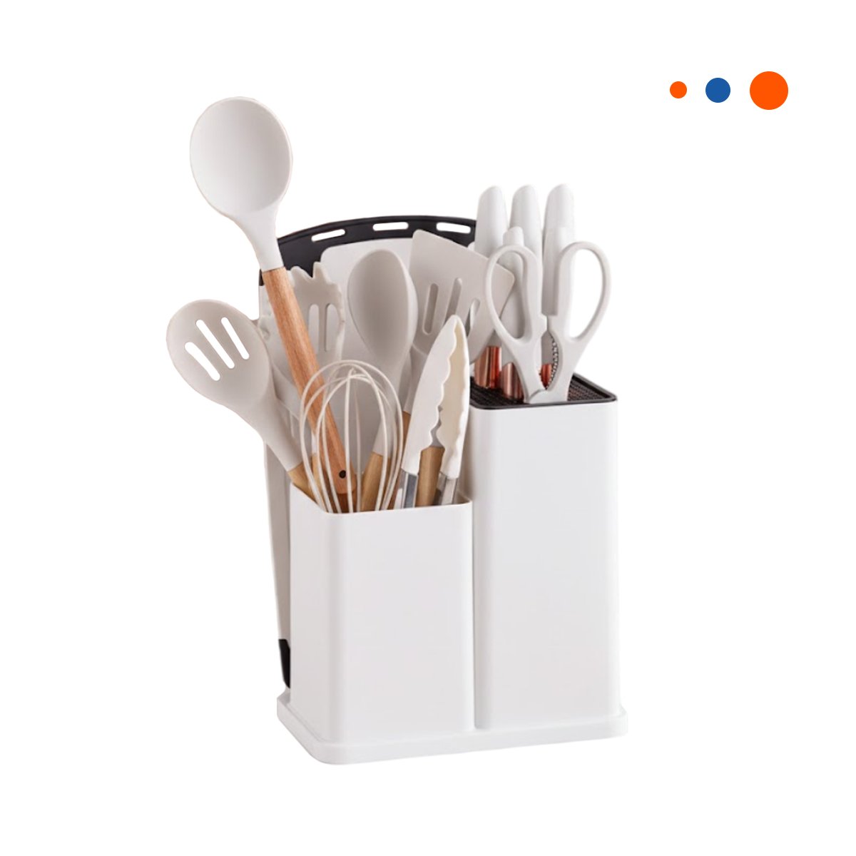 JUEGO PROFESIONAL DE COCINA CON 18 PIEZAS BLANCO EN SILICONA Y MADERA Y+REGALO STICKER - 3