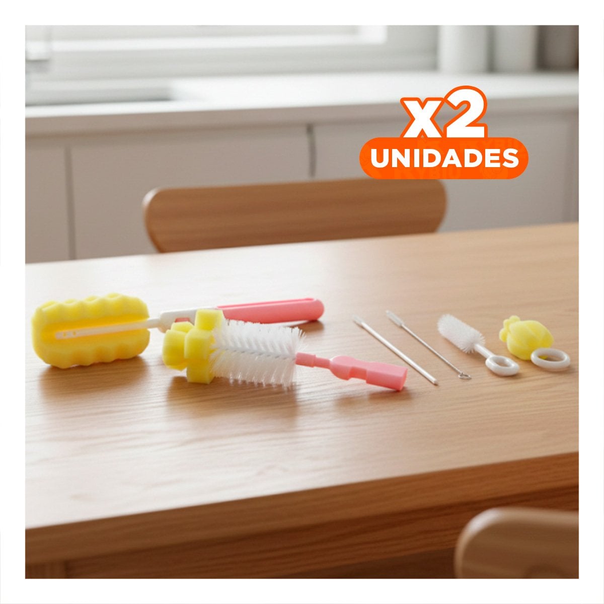 PACK2 ESCOBILLON PRACTICO CON BASE PARA ORGANIZAR HOGAR 6PZS BASE ROSADO Y+REGALO STICKER - 1