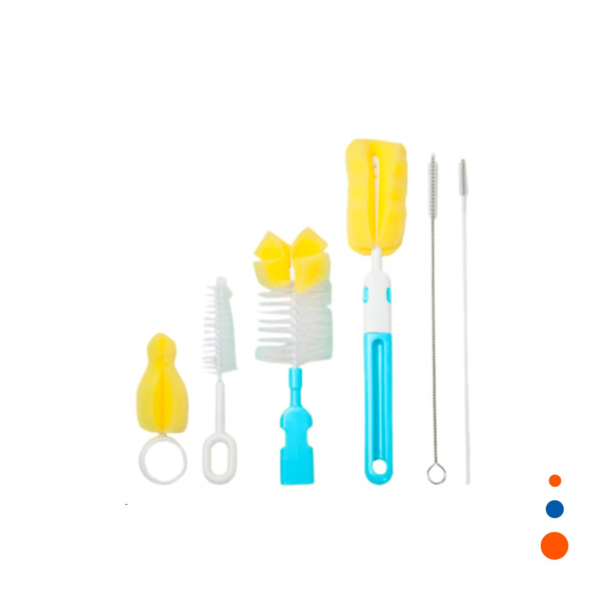 CEPILLO SUAVE QUE LLEGA A RINCONES PEQUENOS DE BIBERONES 6PZS BASE CELESTE Y+REGALO STICKER - 3
