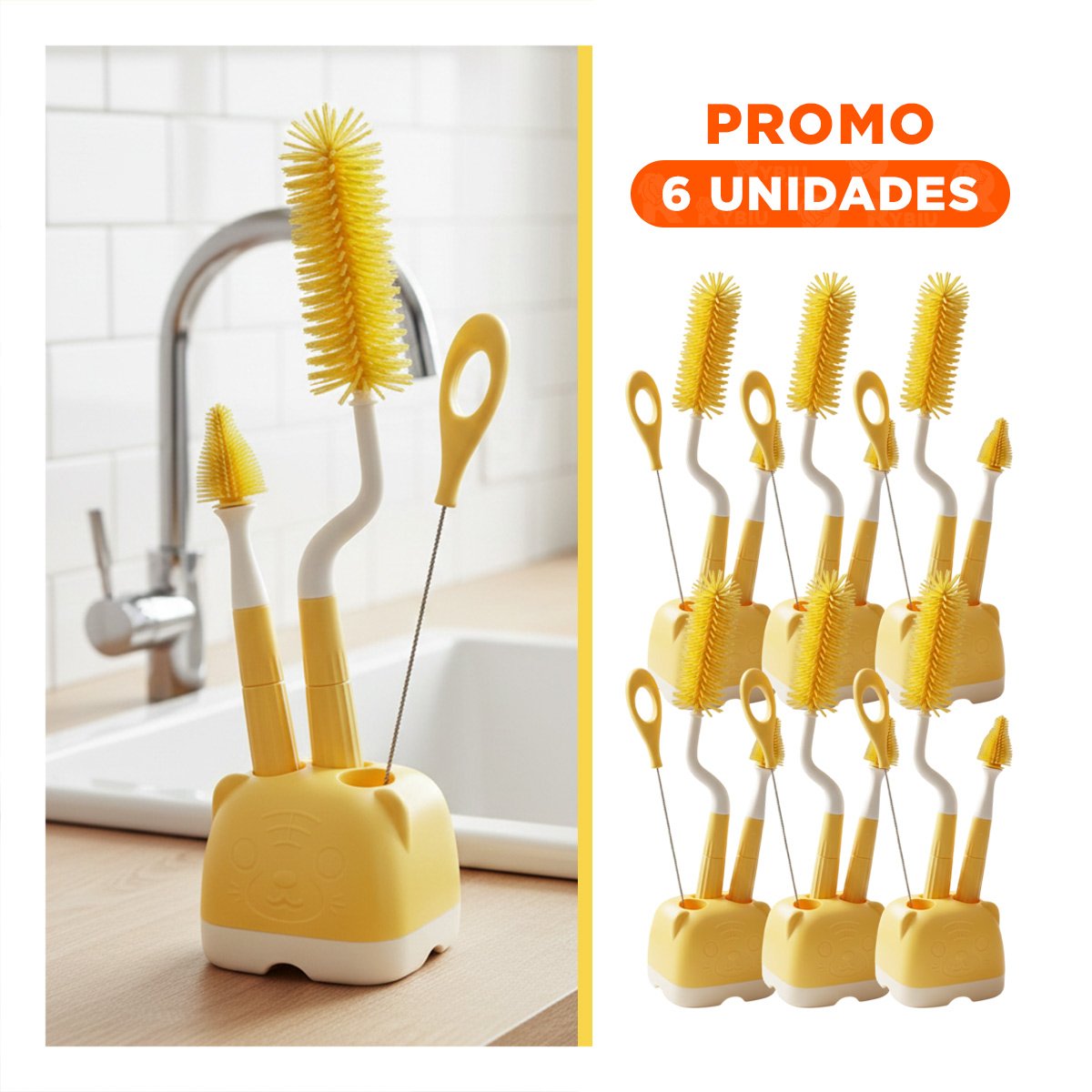 PACK6 PLUMERO PARA TETINA 4PZS AMARILLO BASE OSITO MANTIENE HIGIENE DIARIA - 1