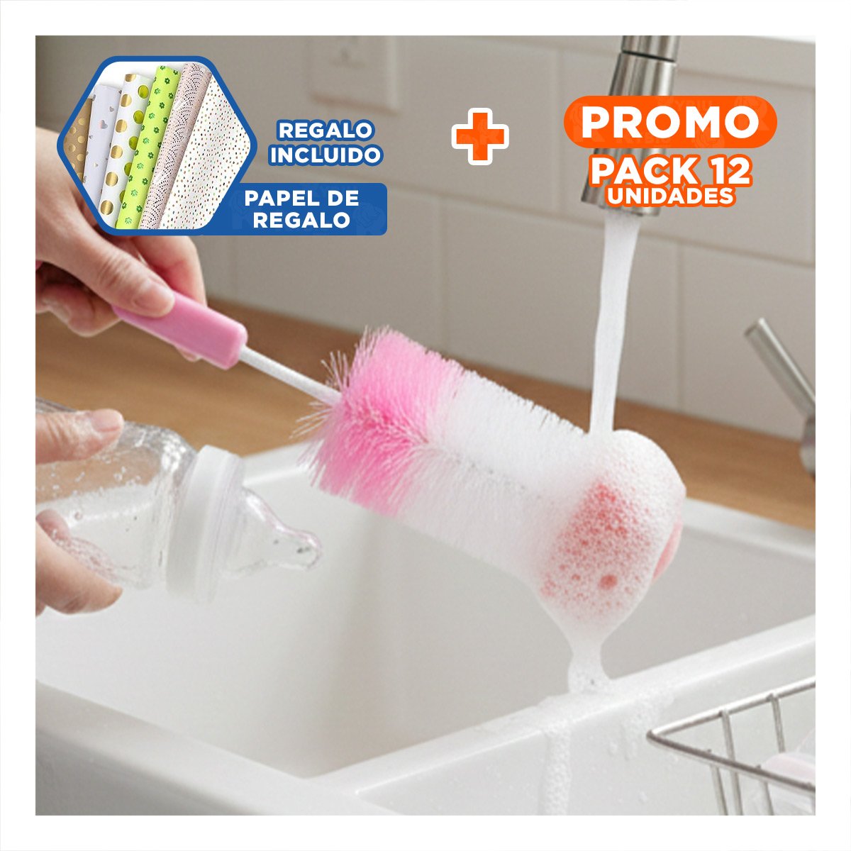 PACK12 ARTICULO CON BASE QUE ORGANIZA ACCESORIOS EN CASA 2PZS BASE ROSADO Y+PAPEL REGALO - 1