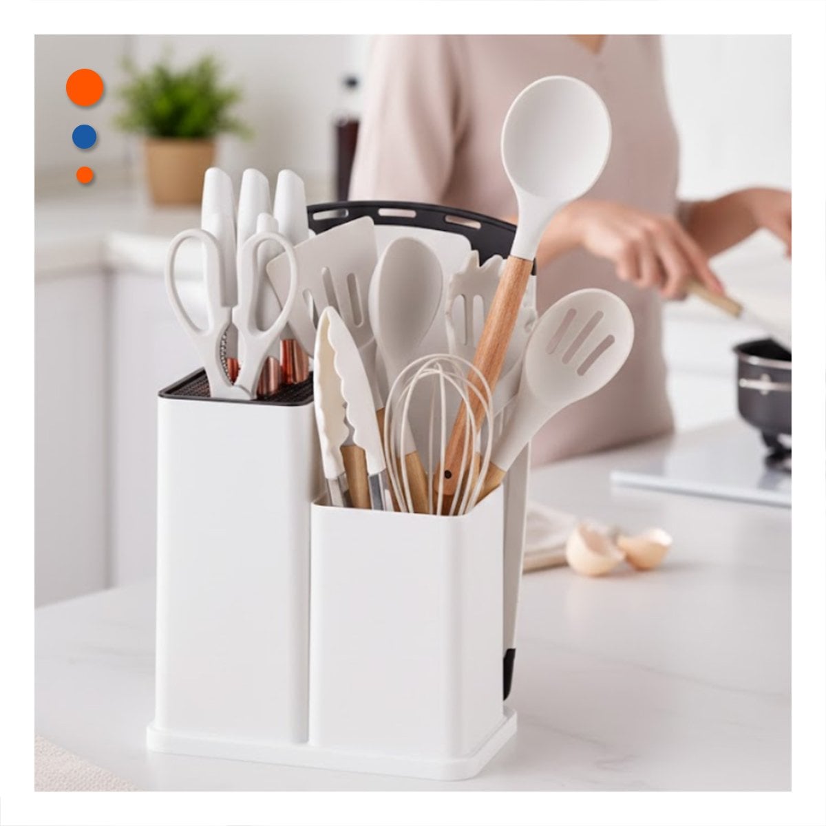 JUEGO PRACTICO CON 18 PIEZAS DE COCINA BLANCO EN SILICONA Y MADERA Y+POST IT - 3