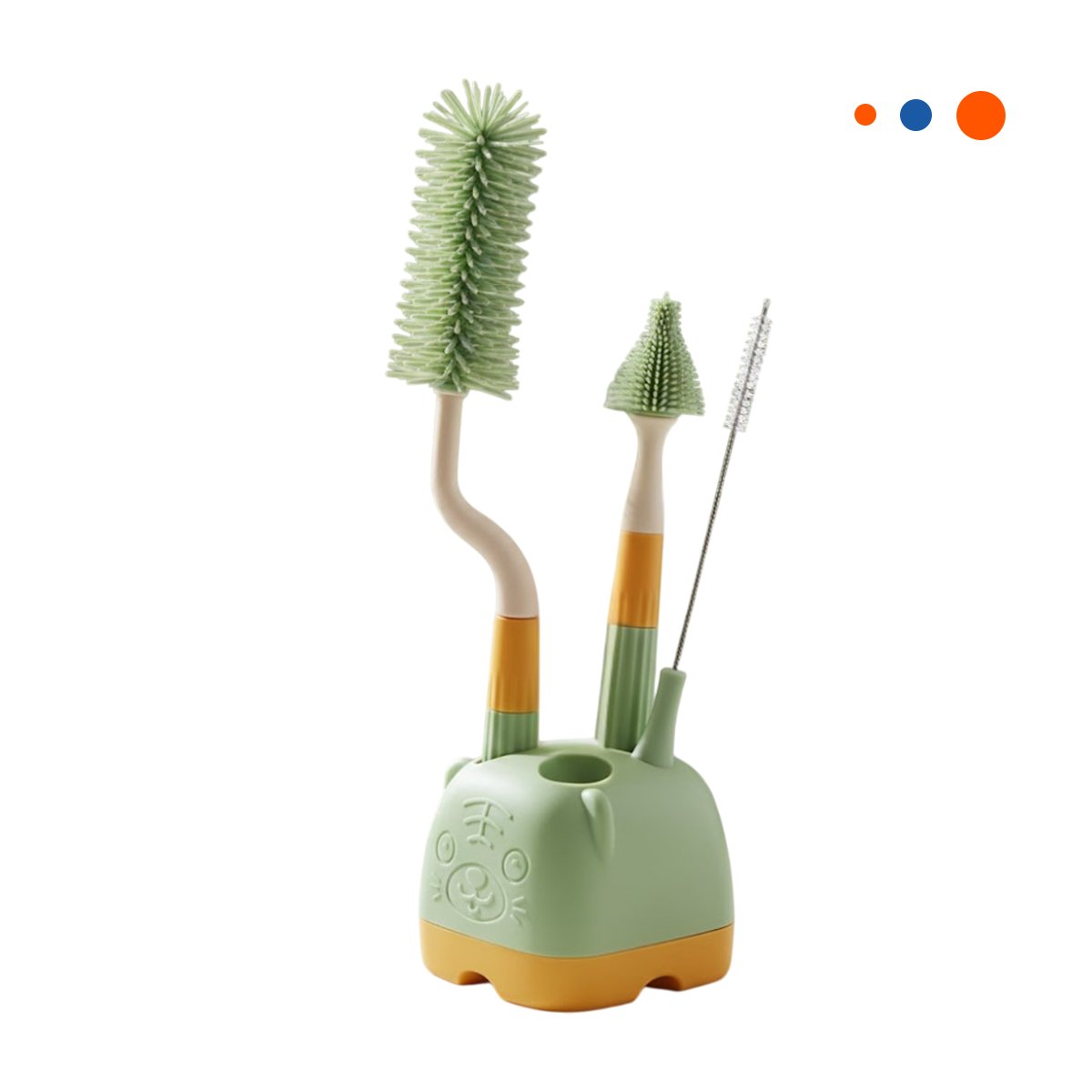 PACK LIMPIEZA 4 PZS VERDE BASE OSITO PARA LIMPIAR BIBERONES EN CASA Y+REGALO STICKER - 3