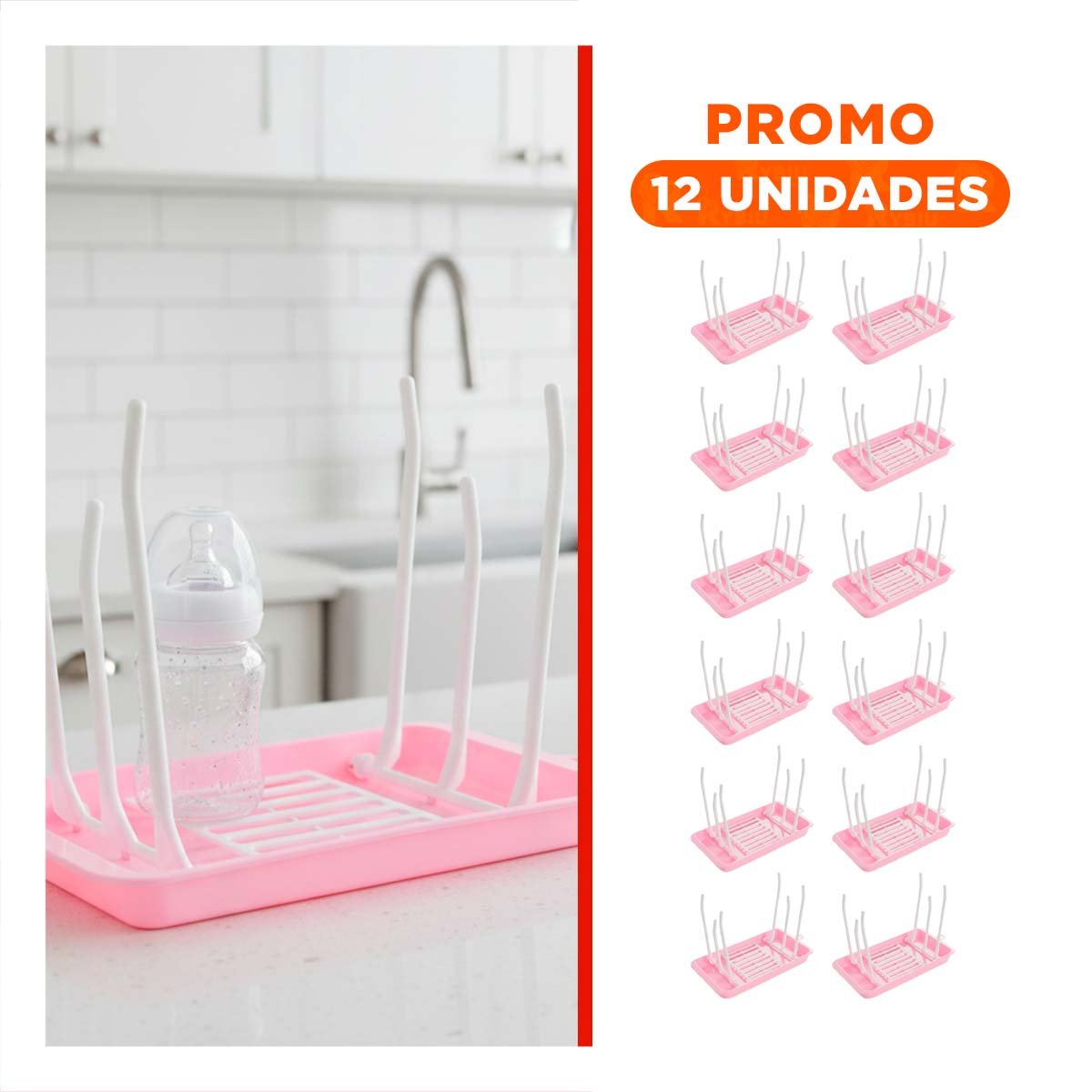 PACK12 CONTENEDOR PARA MANTENER ORDEN Y EVITAR DERRAMES ROSADO Y+REGALO STICKER - 1
