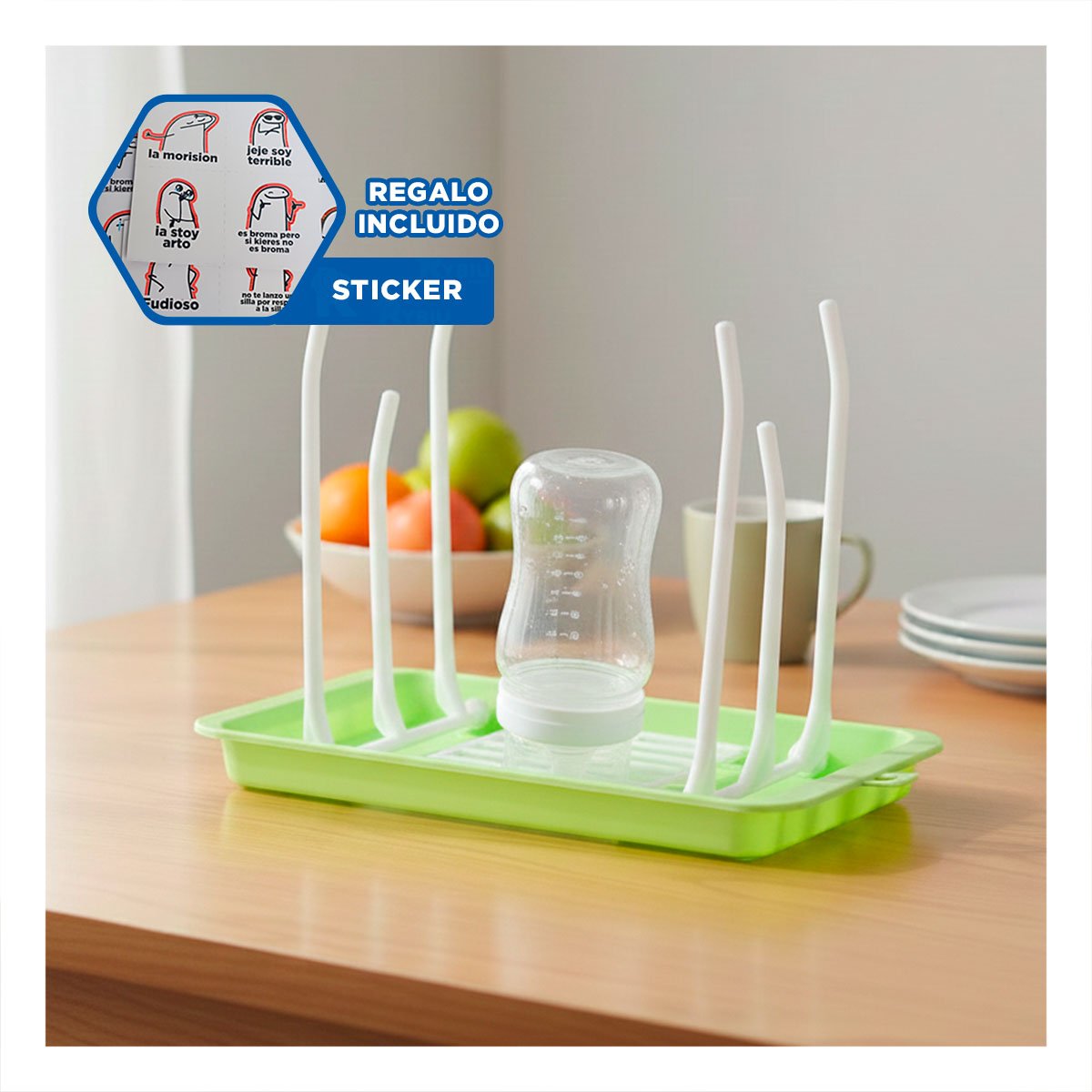 ESCURRIDOR CON ESPACIOS ESPECIALES PARA SECADO RAPIDO VERDE Y+REGALO STICKER - 1