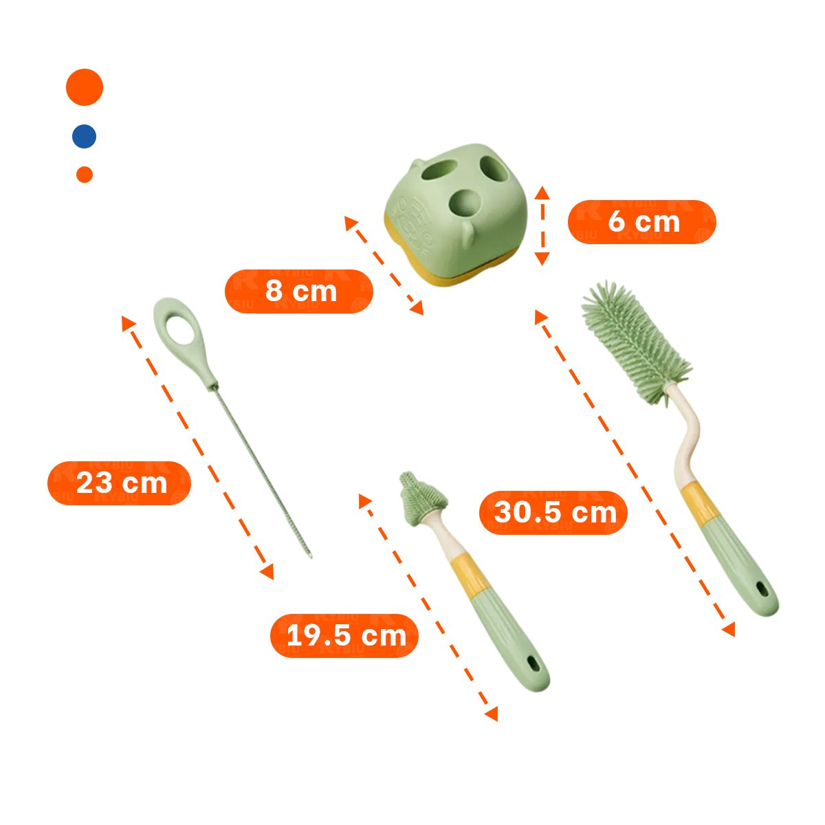 PACK PARA BEBE 4 PZS VERDE BASE OSITO PARA LIMPIAR BIBERONES Y TETEROS - 4