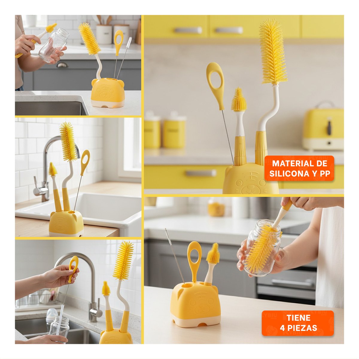 PACK2 PINCEL SUAVE 4PZS AMARILLO BASE OSITO LLEGA A RINCONES PEQUENOS Y+PAPEL REGALO - 3
