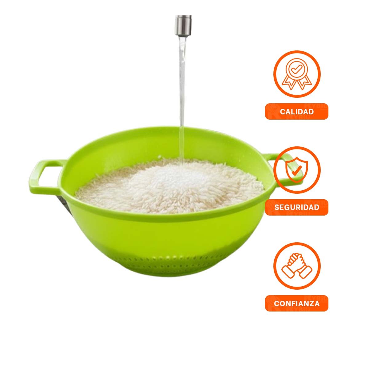 CONTENEDOR COLADOR VERDE PARA ARROZ CON ASAS 22,5X26,5CM COCINA HOGAR FUNCIONAL Y+LIGAS REGALO - 3