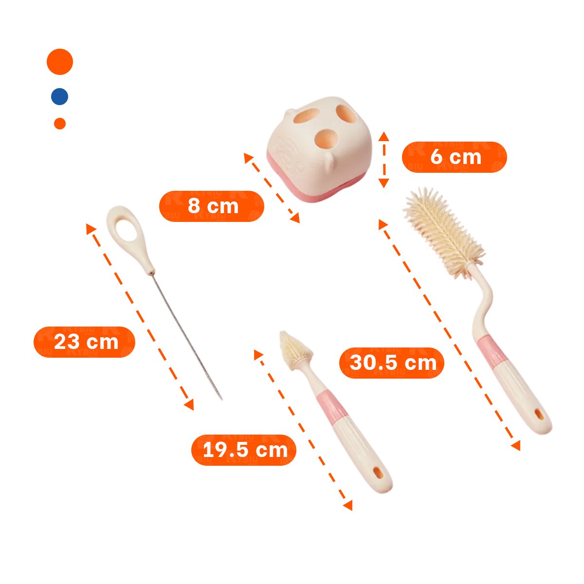 ESCOBILLA PARA MANTENER ACCESORIOS IMPECABLES 4PZS BASE OSITO ROSADO Y+POST IT - 4