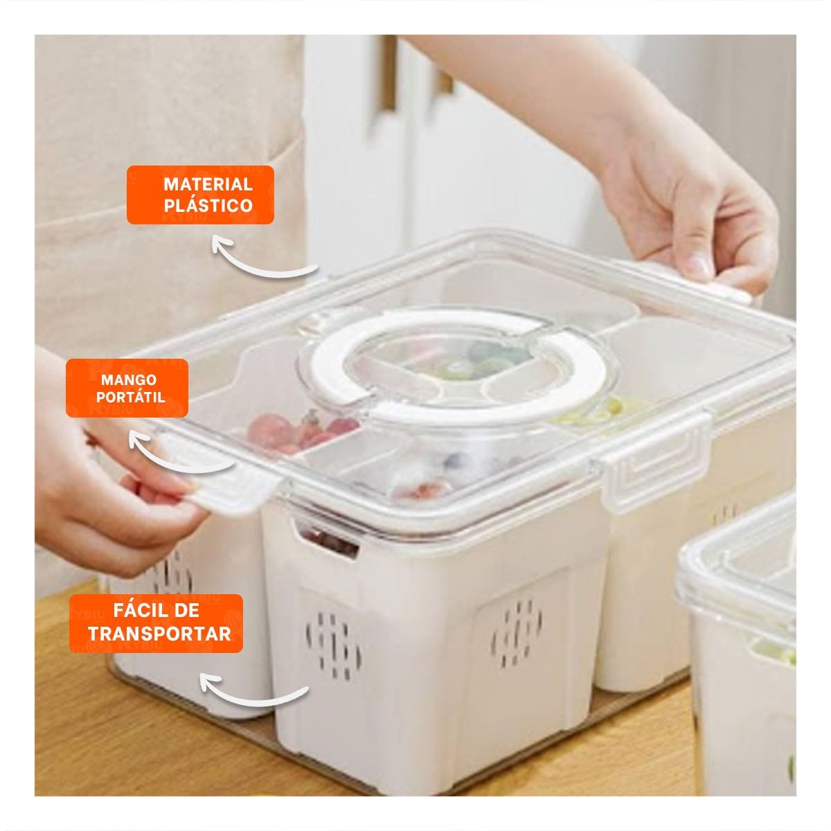 ORGANIZADOR CON 4 BANDEJAS ESCURRIDORAS DE PLASTICO Y SEPARADORES INTERNOS Y+POST IT - 2