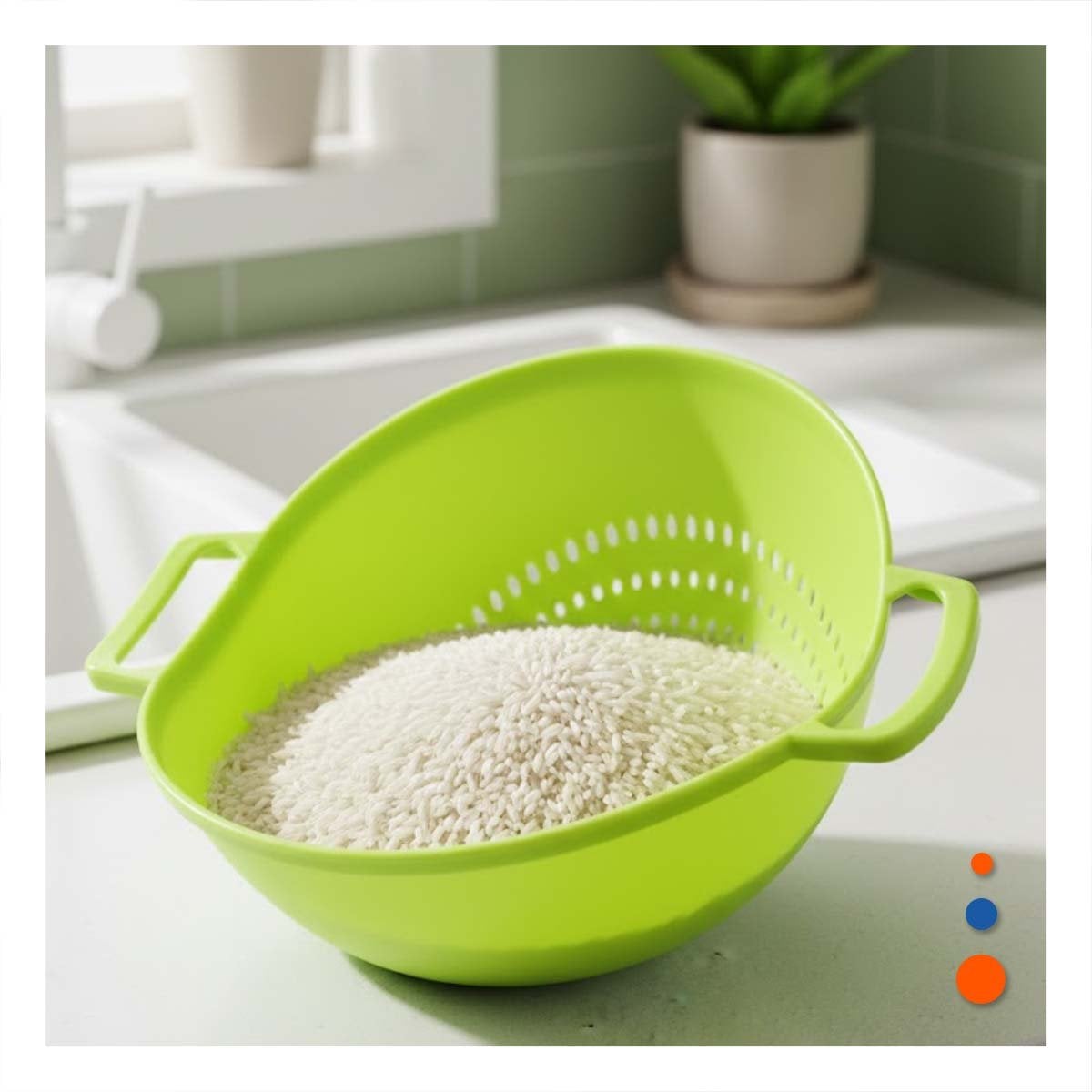 PACK6 REJILLA ESCURRIDORA CELESTE PARA ARROZ CON ASAS 22,5X26,5CM COCINA FACIL Y+PAPEL REGALO - 5