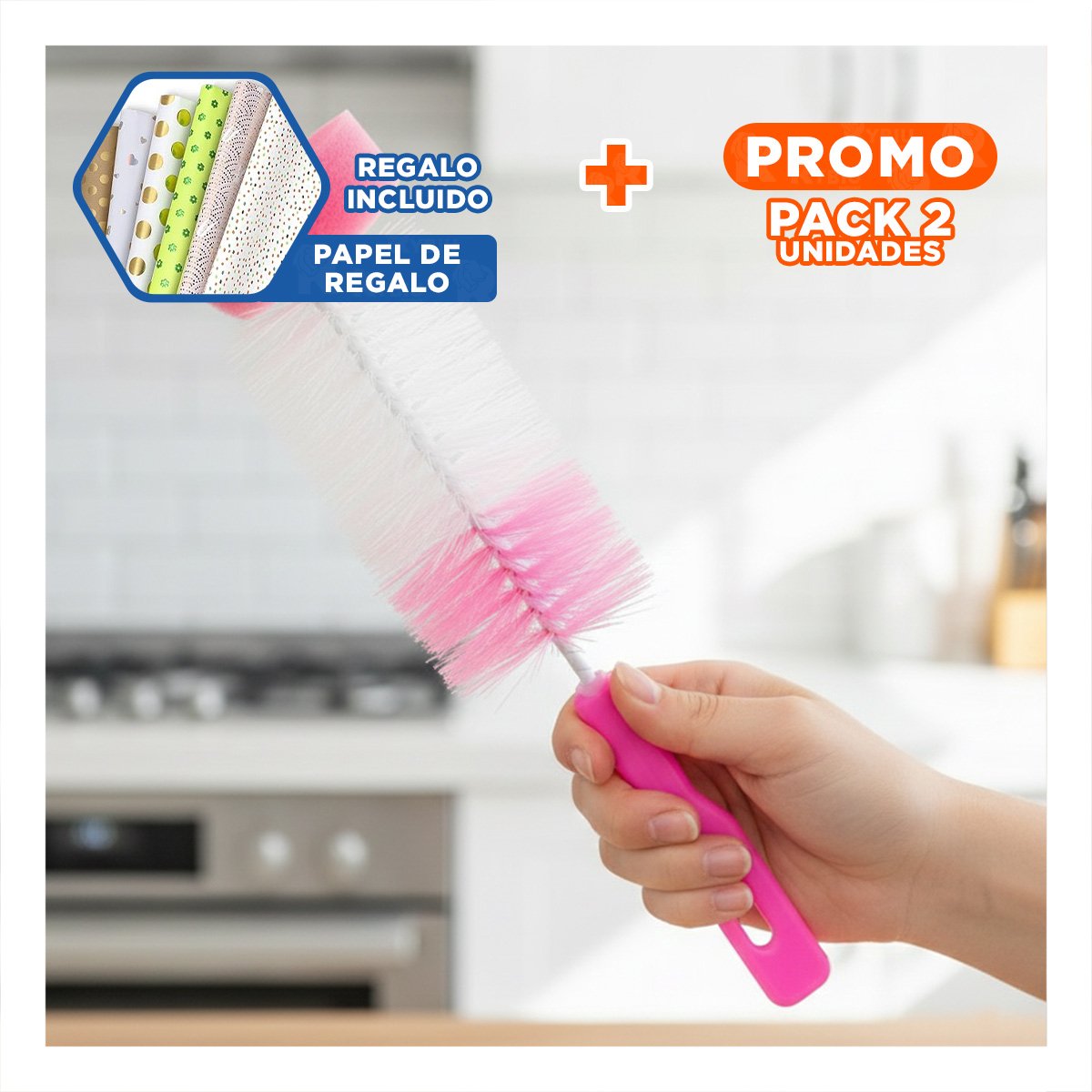 PACK2 PLUMERO SUAVE PARA MANTENER ACCESORIOS HIGIENICOS 2PZS BASE ROSADO Y+PAPEL REGALO - 1