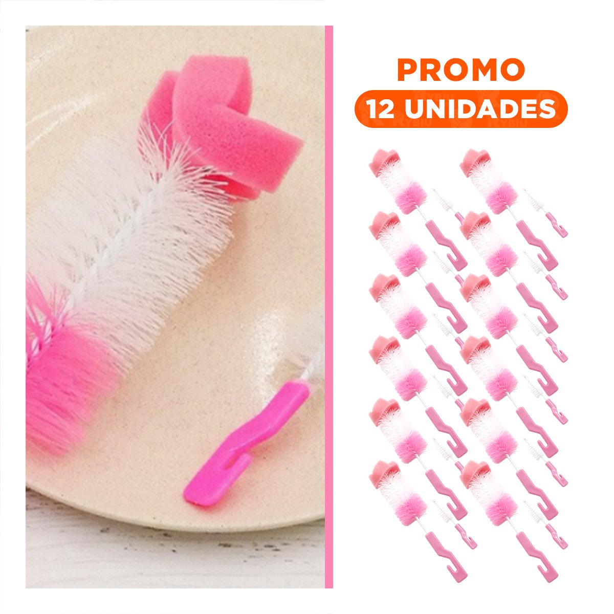 PACK12 ARTICULO INFANTIL QUE FACILITA HIGIENE DIARIA 2PZS BASE ROSADO Y+REGALO STICKER - 1