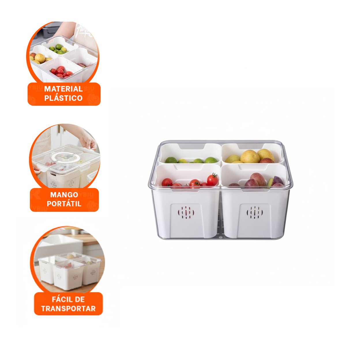 ORGANIZADOR TRANSPARENTE CON 4 BANDEJAS ESCURRIDORAS DE PLASTICO PARA COCINA - 3