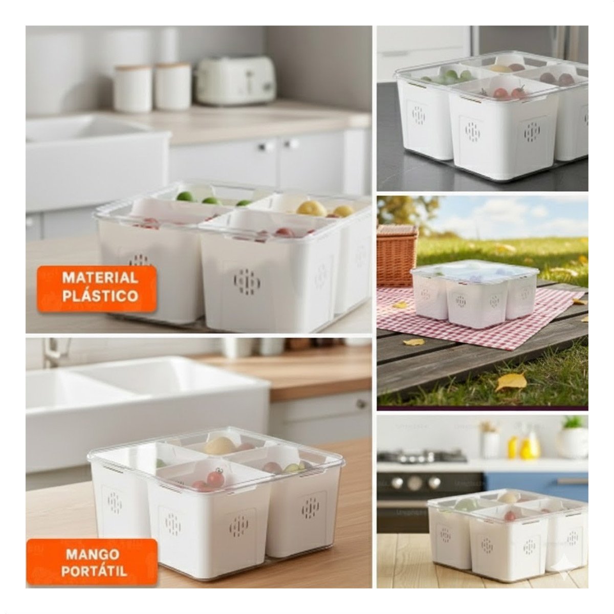ORGANIZADOR TRANSPARENTE CON 4 BANDEJAS ESCURRIDORAS DE PLASTICO PARA COCINA - 5