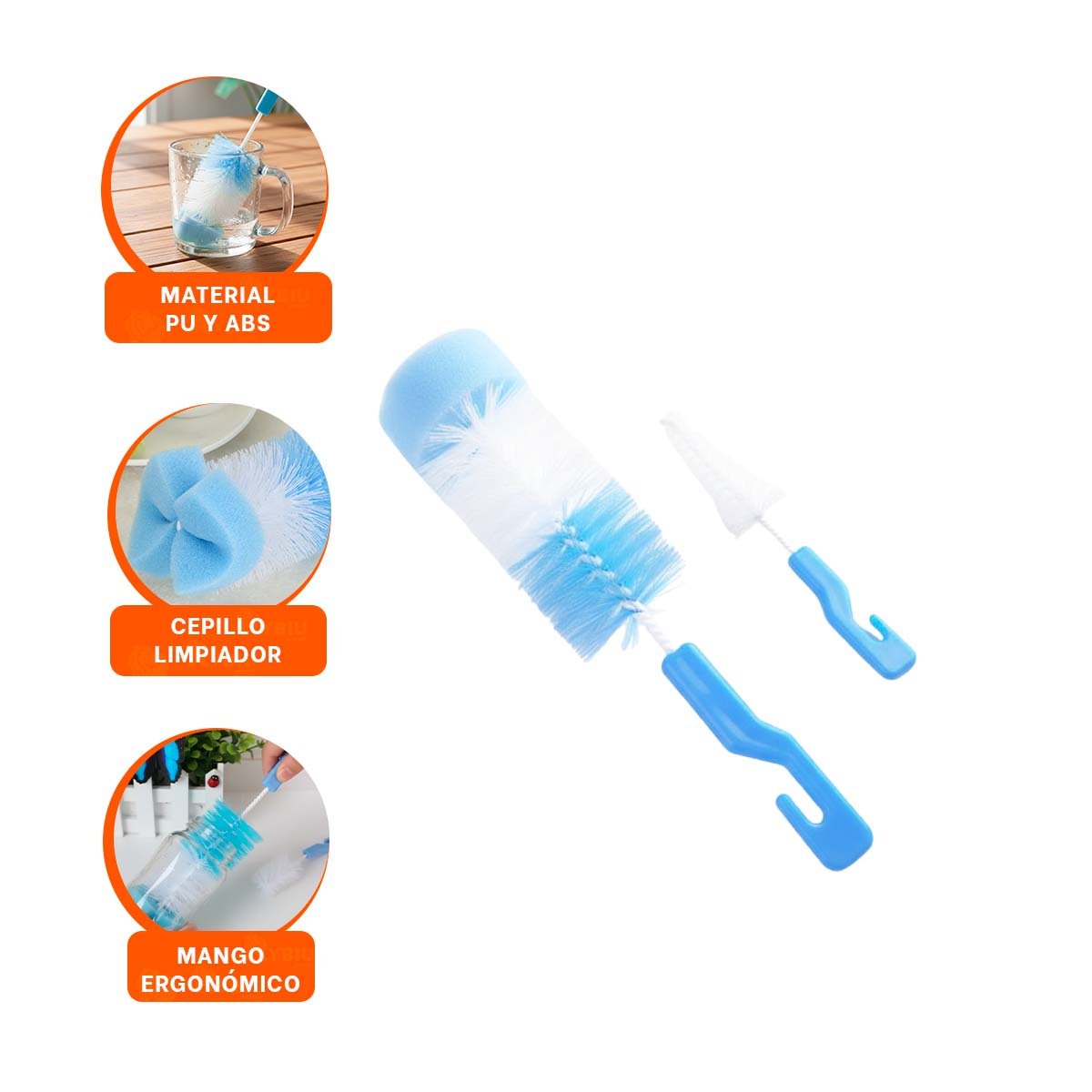 ESCOBILLA QUE ELIMINA RESIDUOS DE TETINAS Y VASOS 2PZS BASE CELESTE - 3