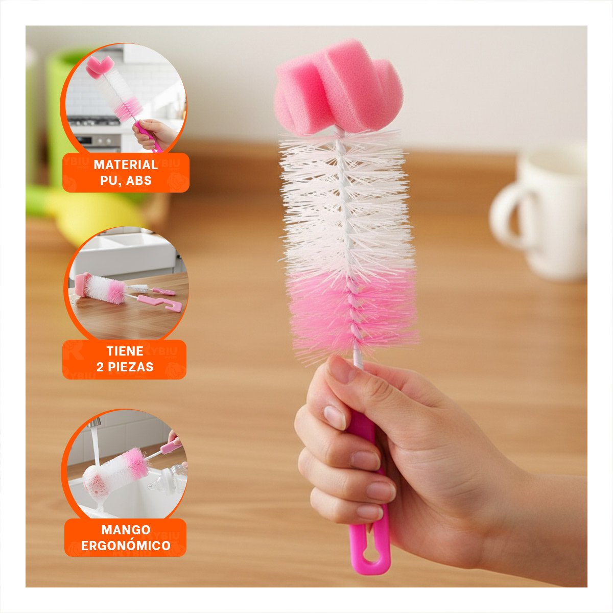 ESCOBILLA SUAVE QUE PROTEGE ACCESORIOS DELICADOS 2PZS BASE ROSADO Y+PAPEL REGALO - 5