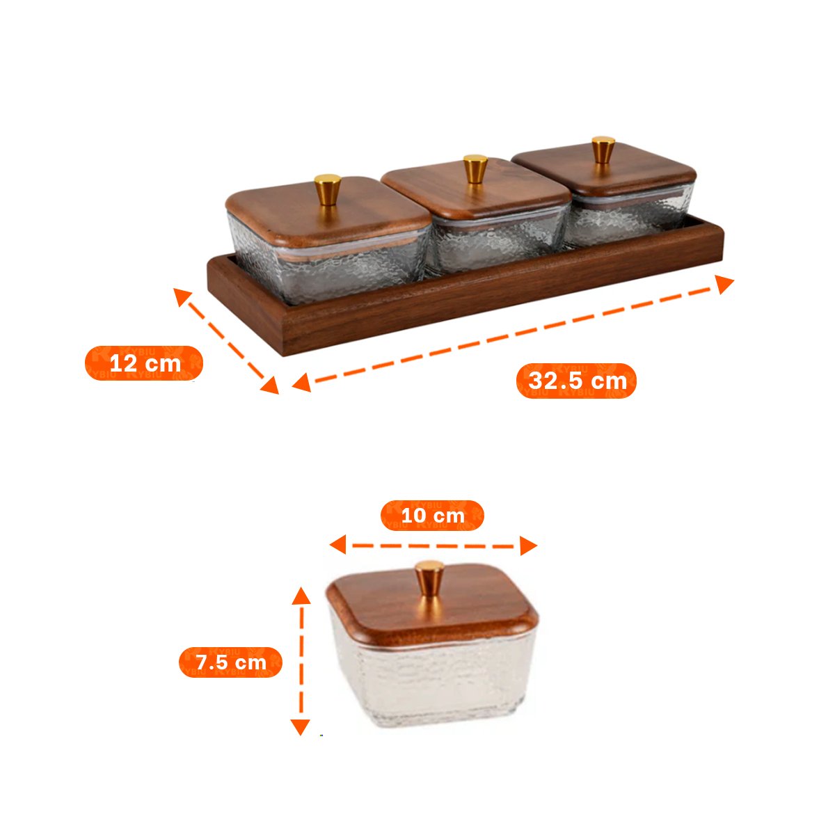 PACK4 SET 3 RECIPIENTES MARRON CON TAPA DE MADERA Y BASE DE 32,5X12CM Y+REGALO STICKER - 4