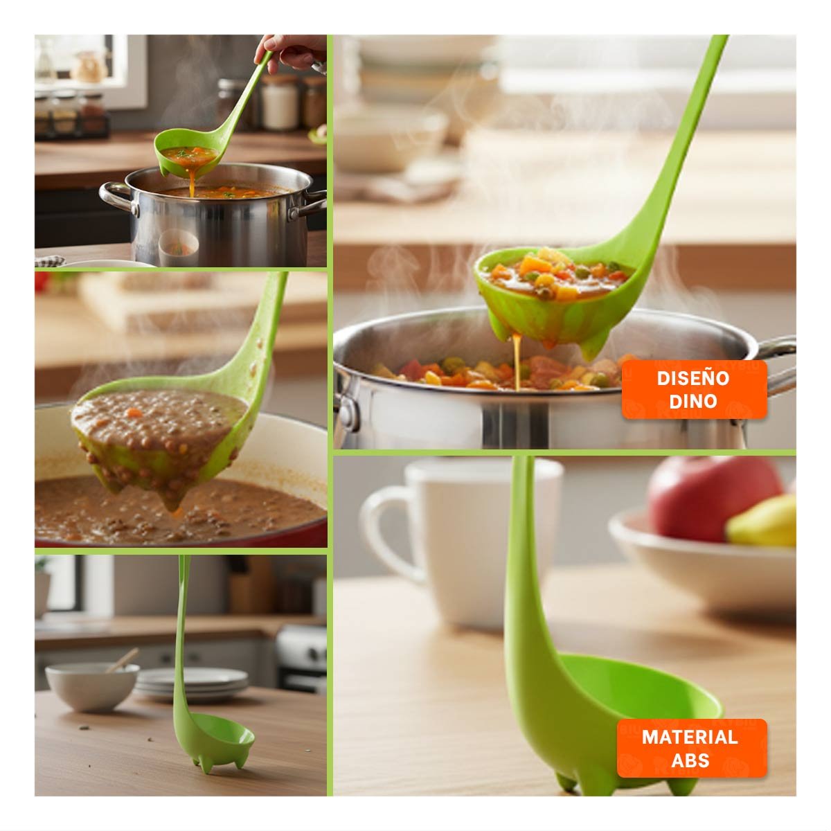 ACCESORIO DINO VERDE CLARO 9X25CM UTENSILIO PRACTICO PARA COCINA HOGAR FACIL Y+LIGAS REGALO - 5
