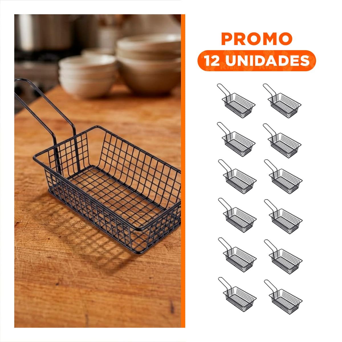 PACK12 REJILLA RECTANGULAR NEGRO CON ASA LARGA PARA MANEJO SEGURO EN COCINA Y+REGALO STICKER - 1
