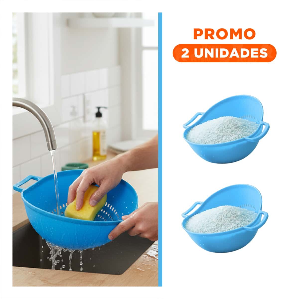 PACK2 CONTENEDOR FUNCIONAL CELESTE PARA ARROZ CON ASAS 22,5X26,5CM COCINA HOGAR VERSATIL - 1
