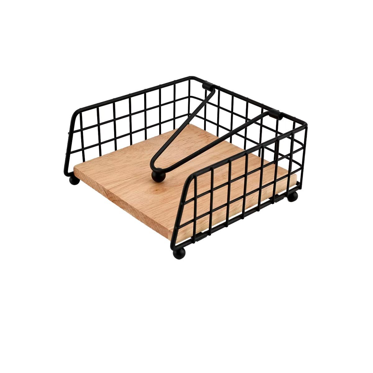 ORGANIZADOR DE COLOR DORADO BORDE CUADRADO CON BASE MADERA PARA SERVILLETAS Y+PAPEL REGALO - 1