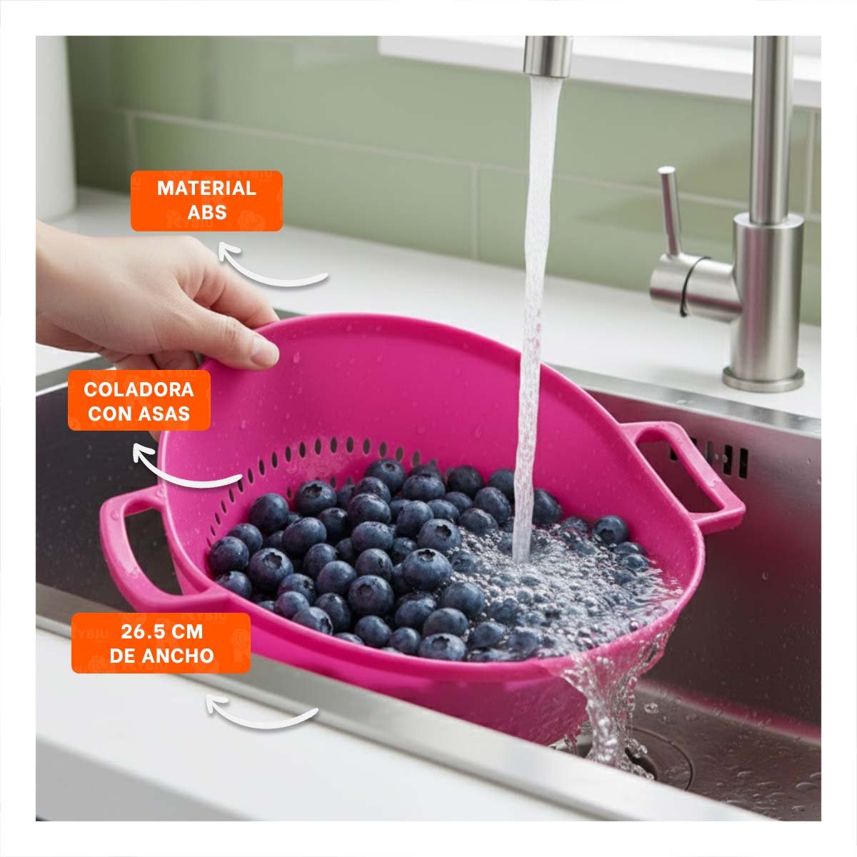 PACK12 SOPORTE ESCURRIDOR ROSADO PARA ARROZ CON ASAS 22,5X26,5CM LIGERO Y+PAPEL REGALO - 3