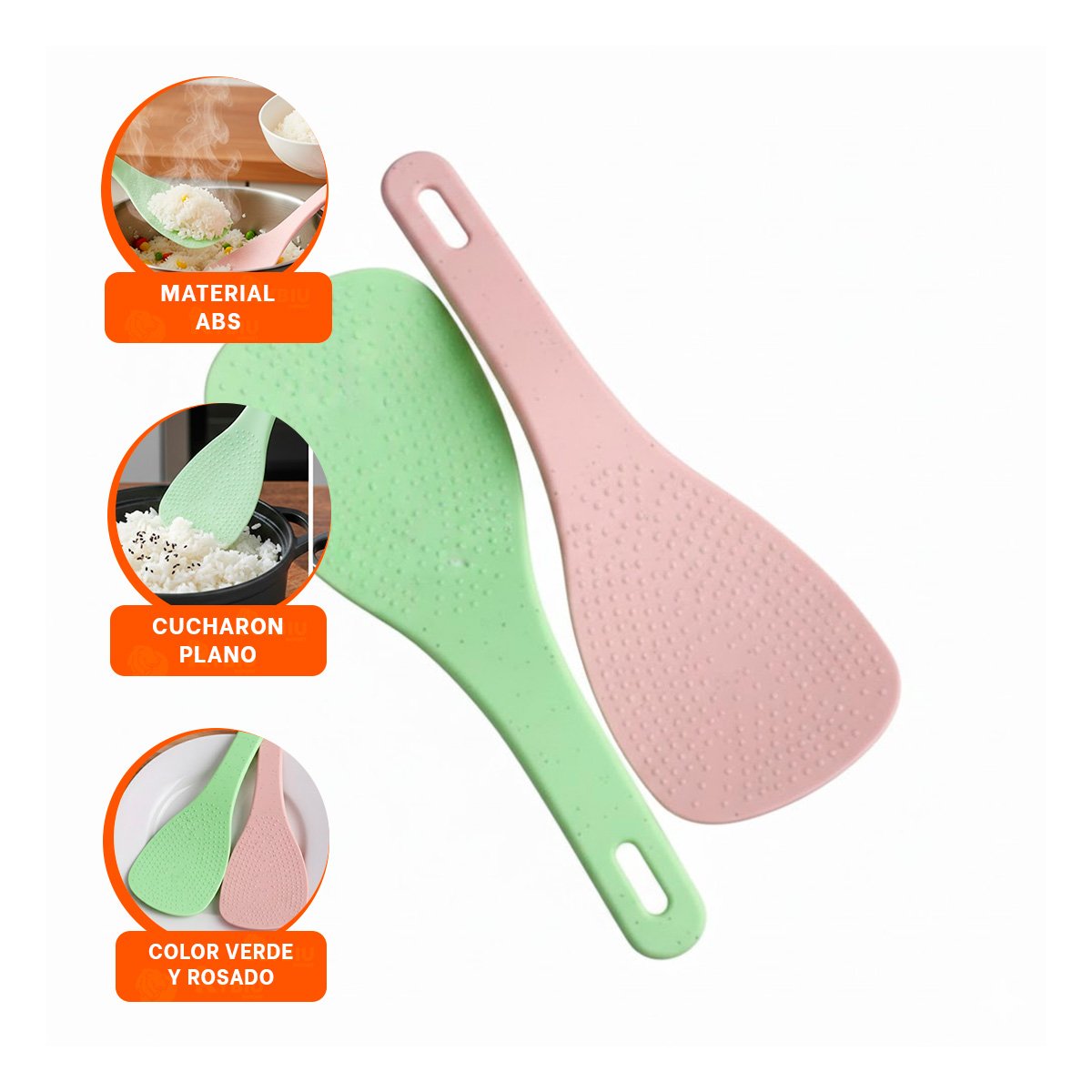 UTENSILIO COCINA ROSADO Y VERDE CLARO PARA ARROZ HOGAR FACIL LIMPIEZA - 3