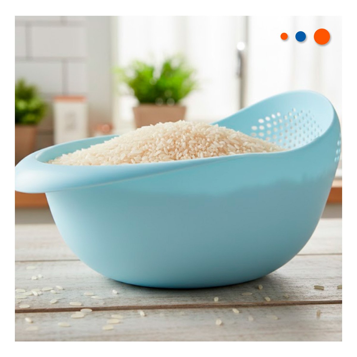 FILTRO COLADOR DE ARROZ CELESTE 22,5X11CM PARA COCINA HOGAR FESTIVO Y+LIGAS REGALO - 1