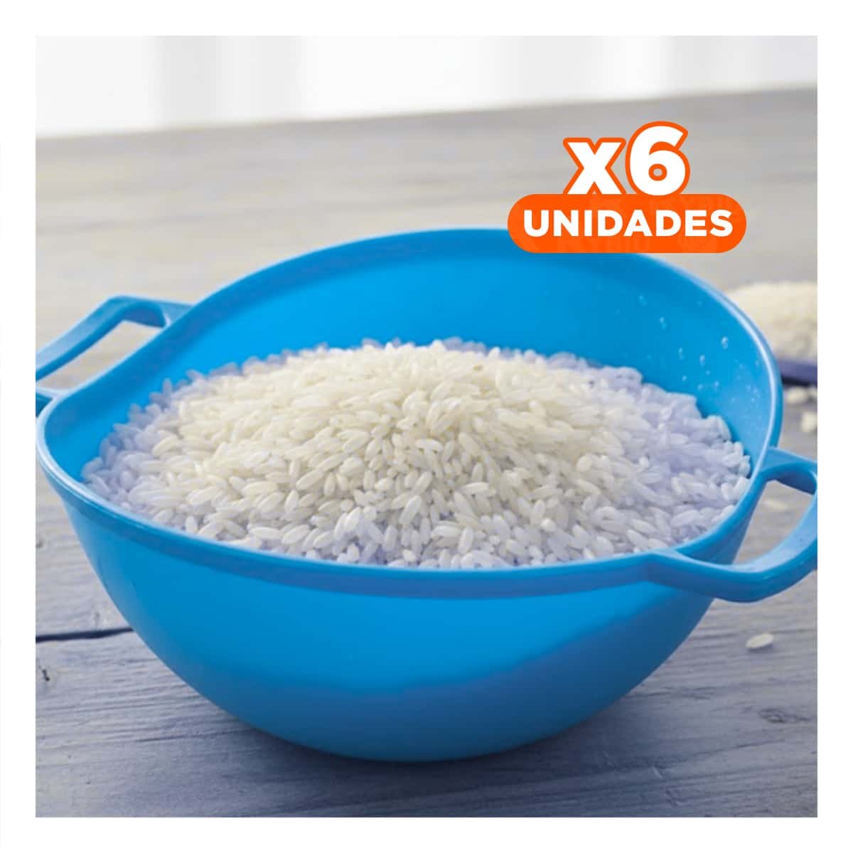 PACK6 REJILLA COLADERA CELESTE PARA ARROZ CON ASAS 22,5X26,5CM Y+REGALO STICKER - 1