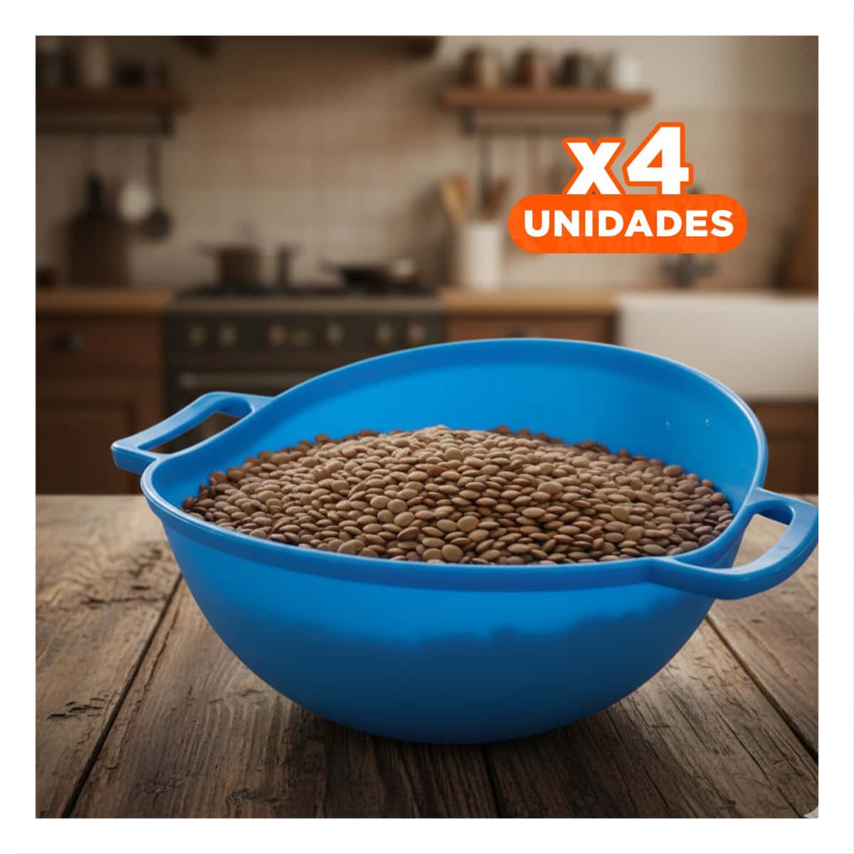 PACK4 PLATO ESCURRIDIZO CELESTE PARA ARROZ CON ASAS 22,5X26,5CM COCINA FACIL Y SEGURA - 1
